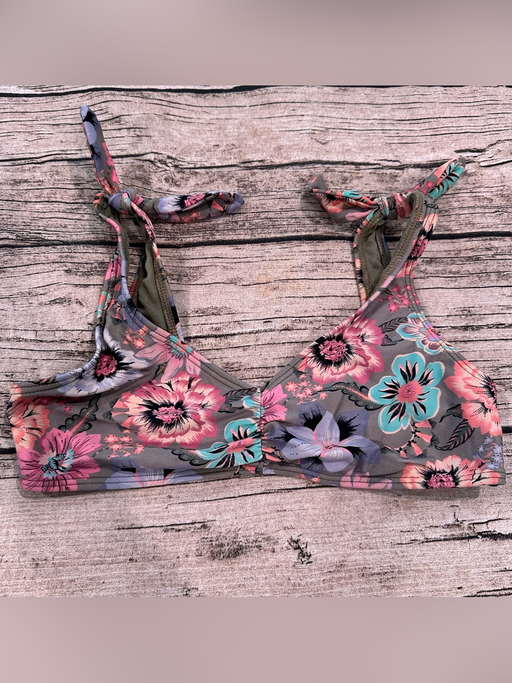 O’Neill Girls’ Floral Bikini Top With Shoulder Ties Size 7